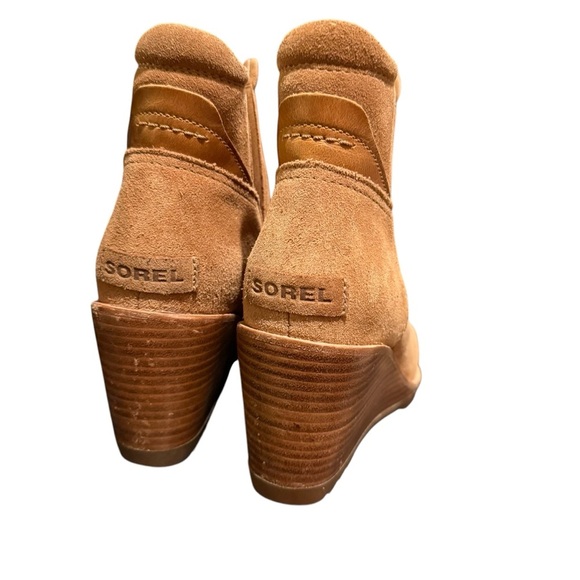 Sorel After Hours  Tan Wedge Ankle Boot leather suede camel brown 6.5 Chelsea - Picture 7 of 10